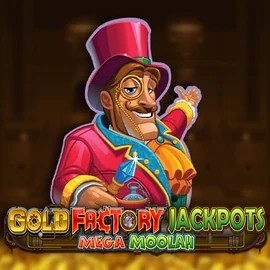 Gold Factory Jackpots Mega Moolah online game logo by Aurum Signature Studios on sankra-casino.org